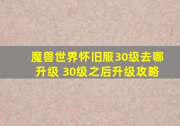 魔兽世界怀旧服30级去哪升级 30级之后升级攻略