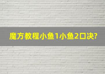 魔方教程小鱼1小鱼2口决?