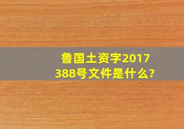 鲁国土资字2017,388号文件是什么?