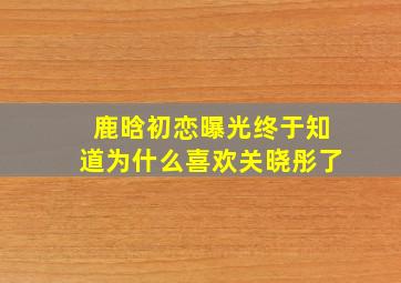 鹿晗初恋曝光,终于知道为什么喜欢关晓彤了