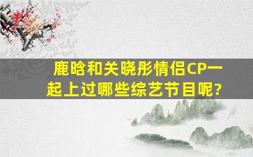 鹿晗和关晓彤情侣CP,一起上过哪些综艺节目呢?