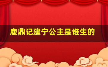 鹿鼎记建宁公主是谁生的