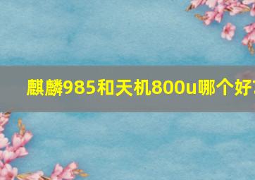 麒麟985和天机800u哪个好?