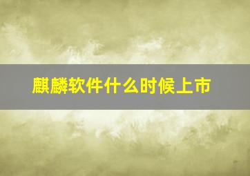 麒麟软件什么时候上市