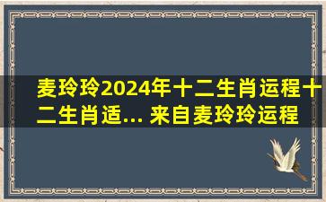 麦玲玲2024年十二生肖运程十二生肖适... 来自麦玲玲运程 