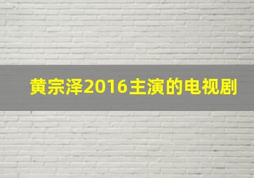 黄宗泽2016主演的电视剧