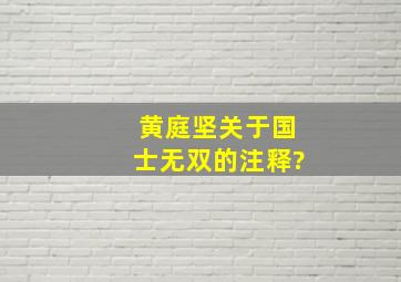 黄庭坚关于国士无双的注释?