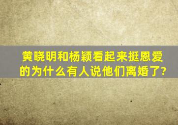 黄晓明和杨颖看起来挺恩爱的,为什么有人说他们离婚了?