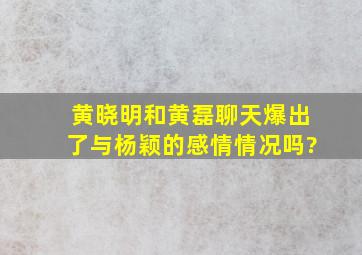 黄晓明和黄磊聊天,爆出了与杨颖的感情情况吗?