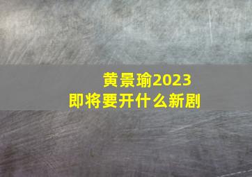 黄景瑜2023即将要开什么新剧