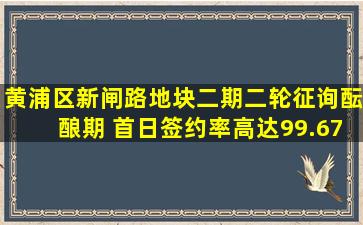 黄浦区新闸路地块(二期)二轮征询酝酿期 首日签约率高达99.67%...