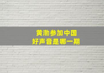 黄渤参加中国好声音是哪一期(