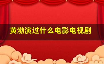 黄渤演过什么电影,电视剧