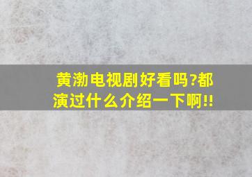 黄渤电视剧,好看吗?都演过什么介绍一下啊!!