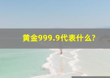 黄金999.9代表什么?