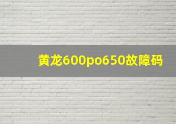 黄龙600po650故障码