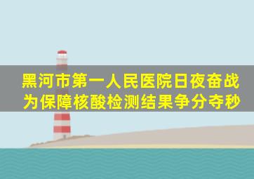 黑河市第一人民医院日夜奋战 为保障核酸检测结果争分夺秒