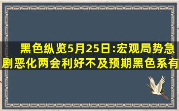 黑色纵览(5月25日):宏观局势急剧恶化,两会利好不及预期,黑色系有整体...