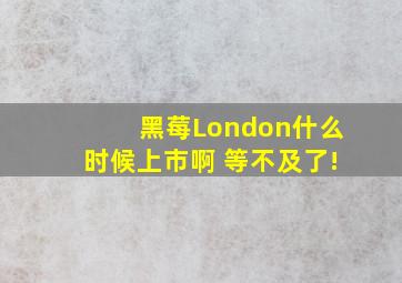 黑莓London什么时候上市啊 等不及了!