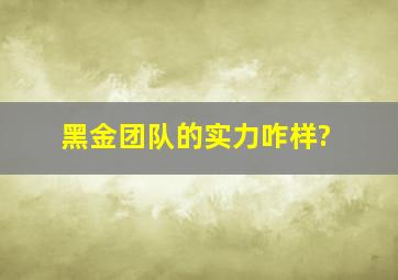 黑金团队的实力咋样?