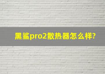 黑鲨pro2散热器怎么样?