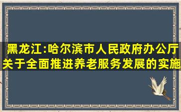 黑龙江:哈尔滨市人民政府办公厅关于全面推进养老服务发展的实施意见