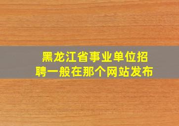 黑龙江省事业单位招聘一般在那个网站发布(