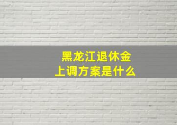 黑龙江退休金上调方案是什么