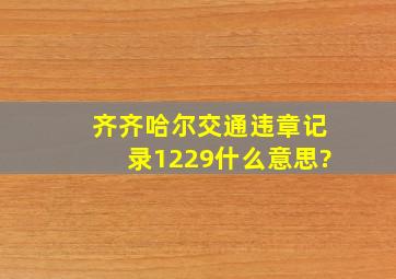 齐齐哈尔交通违章记录1229什么意思?