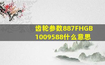 齿轮参数887FHGB1009588什么意思