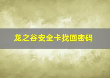 龙之谷安全卡找回密码