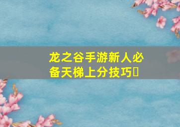 龙之谷手游新人必备天梯上分技巧​