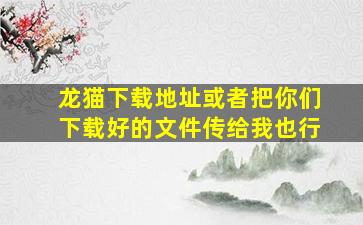 龙猫下载地址或者把你们下载好的文件传给我也行