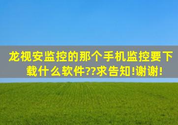 龙视安监控的那个手机监控要下载什么软件??求告知!谢谢!